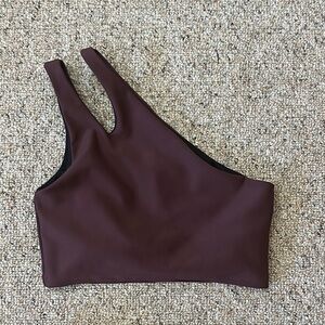 Peloton Dark Brown Asymmetrical Sports Bra